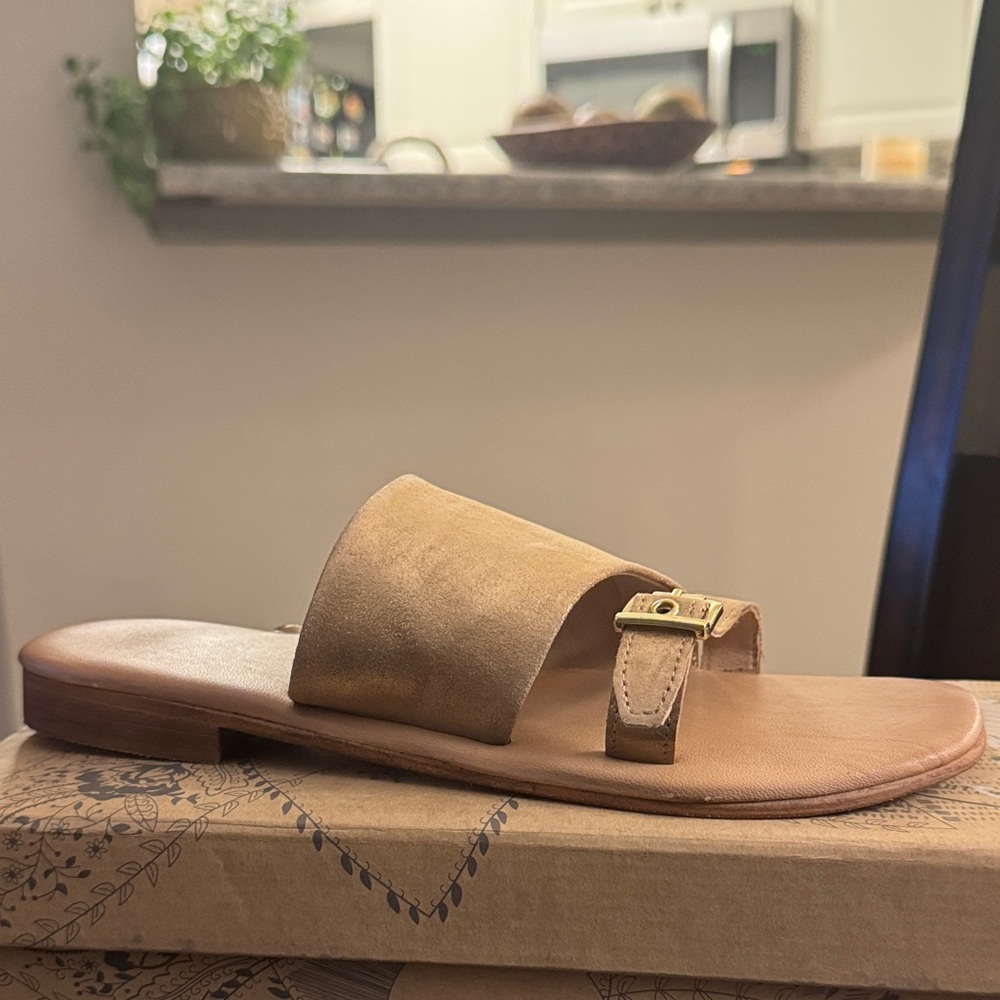 Mila Minimal Flat Sandal - Rose Gold | Free People  ❣️Size 7 - Picture 2 of 16